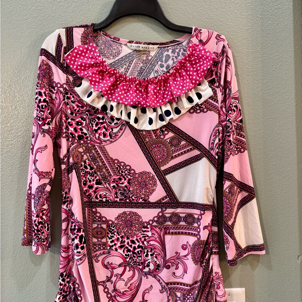 Upcycled Peter Nygard Pink and Black Patterned Dress